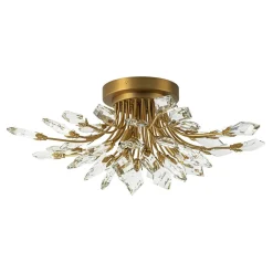 4-Light Bloom Crystal Leaf Semi Flush Mount Light