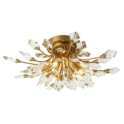 4-Light Bloom Crystal Leaf Semi Flush Mount Light