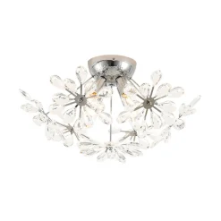 4-Light Bloom Dandelion Crystal Sputnik Semi Flush Mount