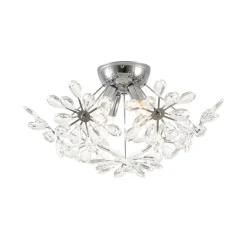 4-Light Bloom Dandelion Crystal Sputnik Semi Flush Mount