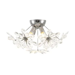 4-Light Bloom Dandelion Crystal Sputnik Semi Flush Mount