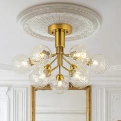 9-Light Bloom Water Glass Globe Tiered Sputnik Ceiling Light