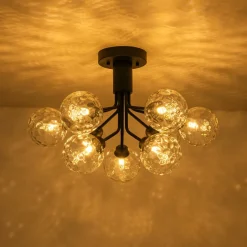 9-Light Bloom Water Glass Globe Tiered Sputnik Ceiling Light