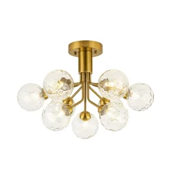 9-Light Bloom Water Glass Globe Tiered Sputnik Ceiling Light