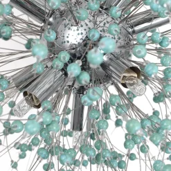 9-Light Blue Dandelion Firework Chandelier