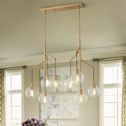 8-Light Branch Draped Glass Bubble Island Double Chandelier