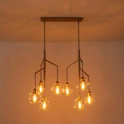 8-Light Branch Draped Glass Bubble Island Double Chandelier