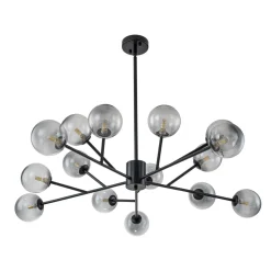 15-Light Branch Smoked Glass Globe Bubble Chandelier