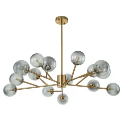 15-Light Branch Smoked Glass Globe Bubble Chandelier