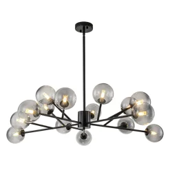 15-Light Branch Smoked Glass Globe Bubble Chandelier