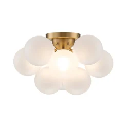 3-Light Brass Cluster Frosted Glass Globe Bubble Ceiling Light