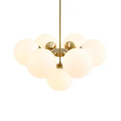 7-light Brass Sputnik Opal Glass Globe Bubble Chandelier