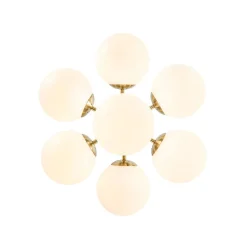 7-light Brass Sputnik Opal Glass Globe Bubble Chandelier