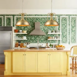 1-Light Brushed Brass Iron Dome Kitchen Pendant
