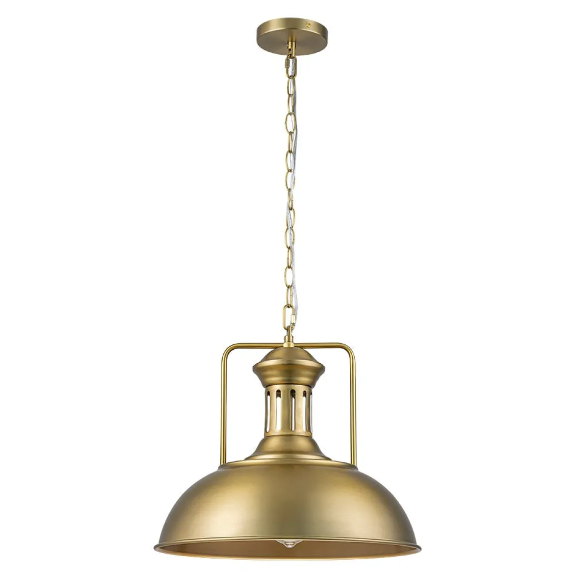 1-Light Brushed Brass Iron Dome Kitchen Pendant