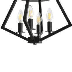 4-light Candle Style Black Simple Geometric Lantern Semi Flush