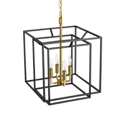 4-Light Candle Style Tiered Square Lantern Pendant