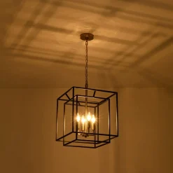 4-Light Candle Style Tiered Square Lantern Pendant