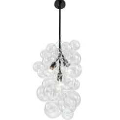 3-Light Cascade Cluster Clear Glass Bubble Chandelier