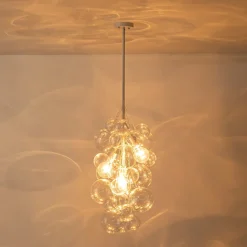 3-Light Cascade Cluster Clear Glass Bubble Chandelier