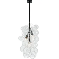 3-Light Cascade Cluster Clear Glass Bubble Chandelier