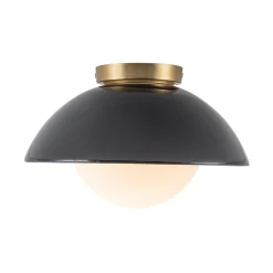 1-Light Ceramic Dome Frosted Shade Semi Flush Mount