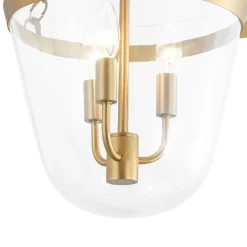 3-Light Clear Glass Bell Jar Lantern Pendant / Semi Flush