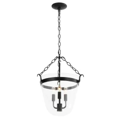 3-Light Clear Glass Bell Jar Lantern Pendant / Semi Flush
