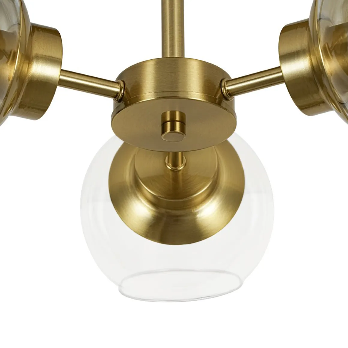 3-Light Clear Glass Globe Sputnik Semi Flush Mount