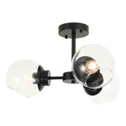 3-Light Clear Glass Globe Sputnik Semi Flush Mount