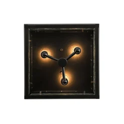 3-Light Clear Seeded Glass Black Square Cage Ceiling Light