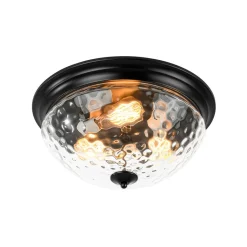 3-light Clear Water Glass Flush Mount Ceiling Light
