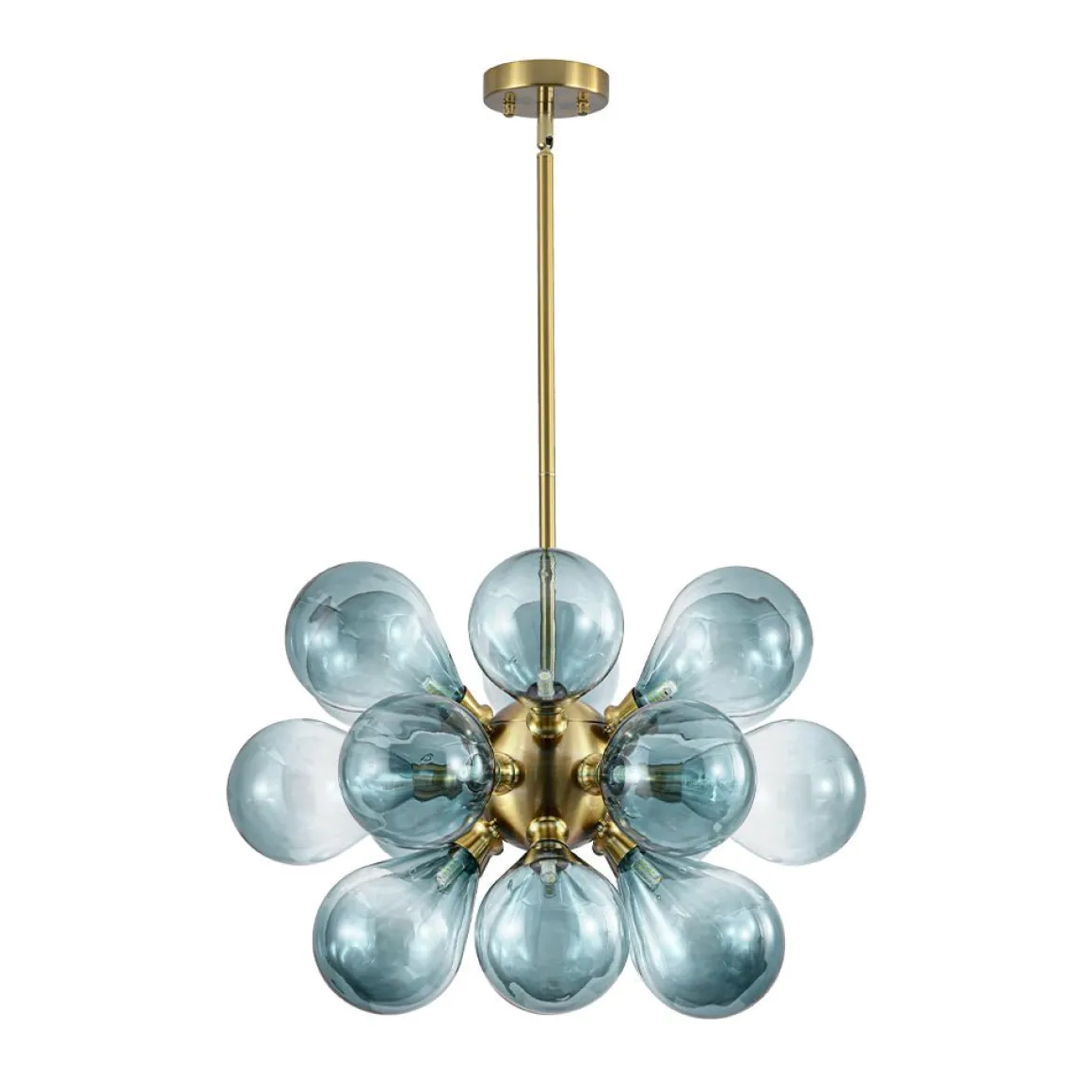 18-Light Cluster Gradual Blue Glass Globe Bubble Chandelier