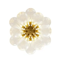 18-Light Cluster Ribbed Glass Globe Bubble Chandelier