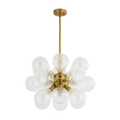18-Light Cluster Ribbed Glass Globe Bubble Chandelier