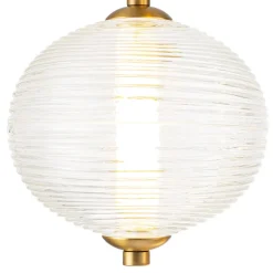 5-Light Cluster Ribbed Glass LED Round Entryway Chandelier