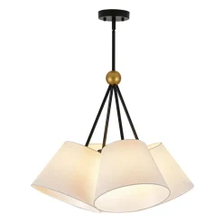 4-Light Cluster White Fabric Cone Shade Chandelier