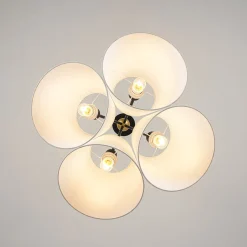 4-Light Cluster White Fabric Cone Shade Chandelier
