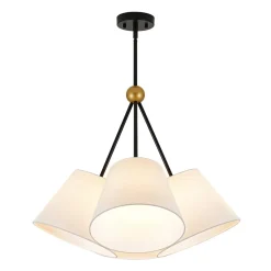 4-Light Cluster White Fabric Cone Shade Chandelier