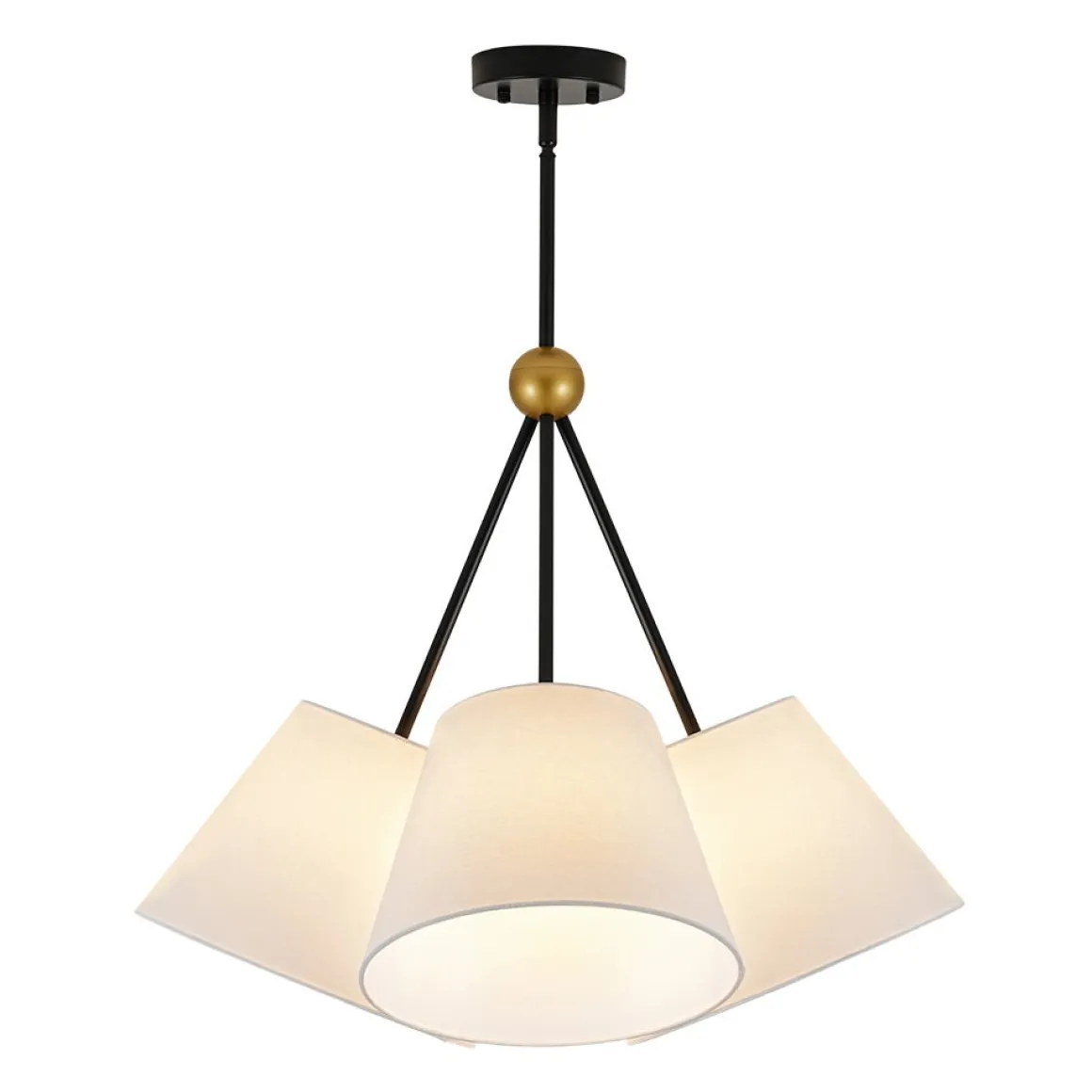 4-Light Cluster White Fabric Cone Shade Chandelier