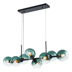8-Light Color Tinted Glass Globe Bubble Linear Island Chandelier