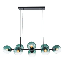 8-Light Color Tinted Glass Globe Bubble Linear Island Chandelier