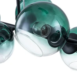 8-Light Color Tinted Glass Globe Bubble Linear Island Chandelier