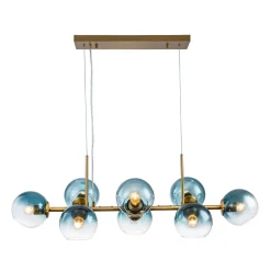 8-Light Color Tinted Glass Globe Bubble Linear Island Chandelier