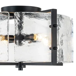 4-Light Contemporary Clear Textured Glass Drum Flush Mount