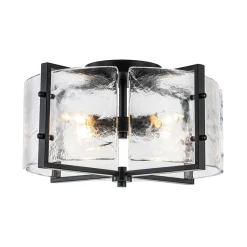 4-Light Contemporary Clear Textured Glass Drum Flush Mount