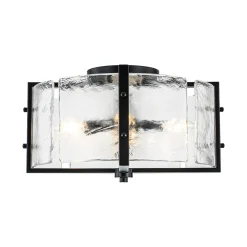 4-Light Contemporary Clear Textured Glass Drum Flush Mount