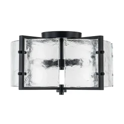 4-Light Contemporary Clear Textured Glass Drum Flush Mount