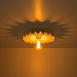 1-Light Creamy Ceramic Shade Semi Flush Mount