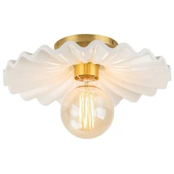 1-Light Creamy Ceramic Shade Semi Flush Mount